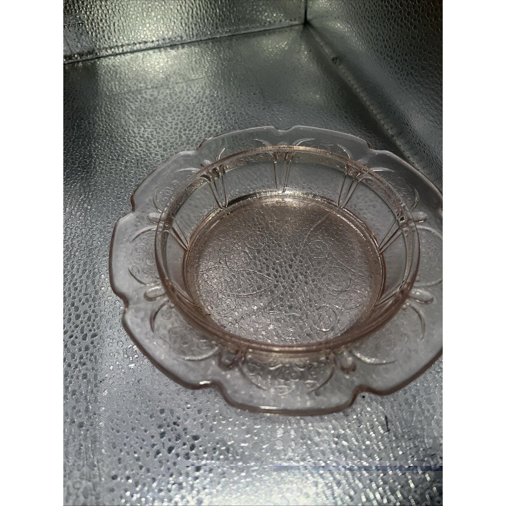 VINTAGE JEANNETTE DEPRESSION GLASS CHERRY BLOSSOM BUTTER DISH BOTTOM ONLY